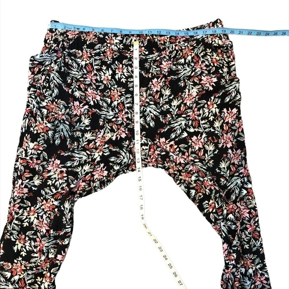 JESSICA SIMPSON Pants Women's Size XXL Black Pink Ankle Length Floral - Picture 4 of 13